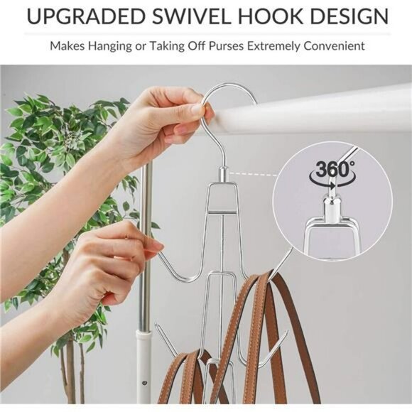 ZEDODIER Purse Hanger Organizer 2 Pack Closet Handbag Holder Metal Rack - Picture 3 of 7